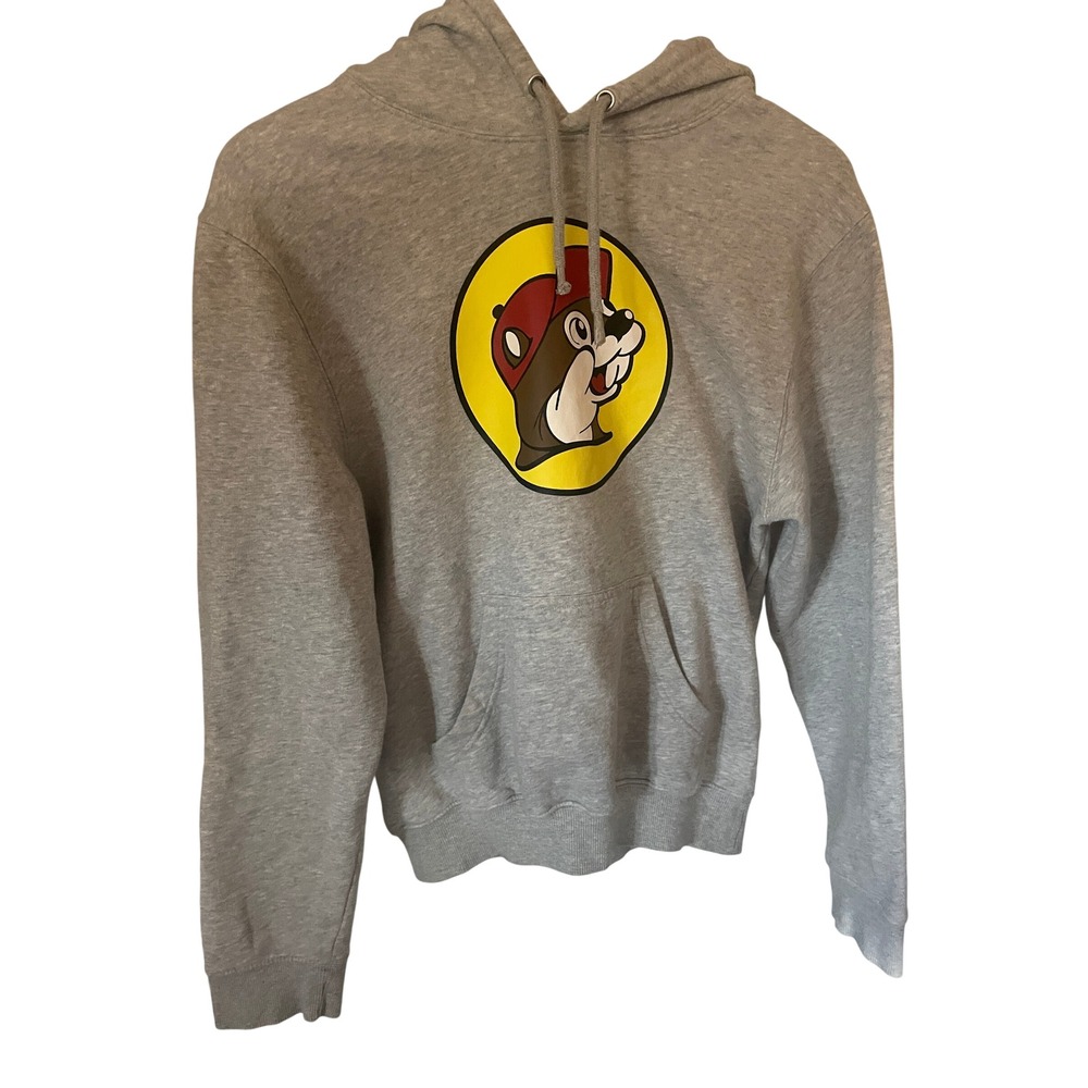 Buc-ee's Womens‎ Graphic Logo Pullover Hoodie Size S Gray Texas Souvenir Casual